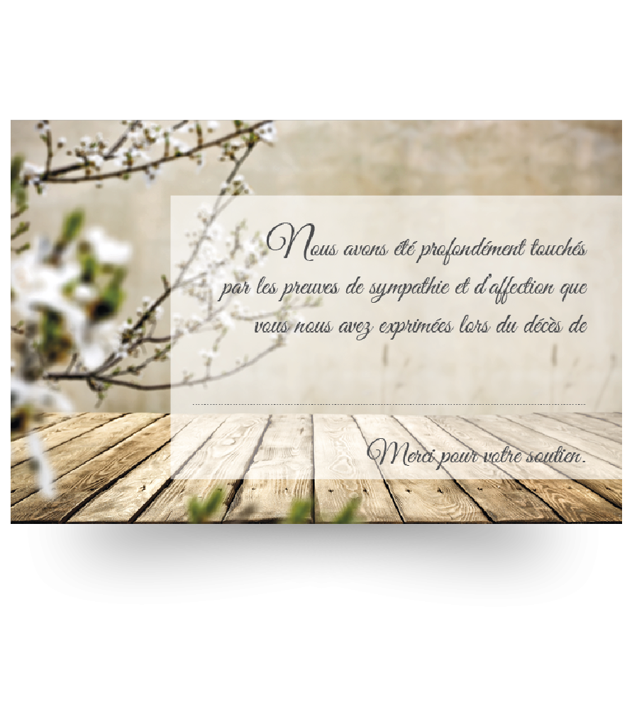 Cartes remerciements de condoléances personnalisables Cartes remerciements de condoléances personnalisables